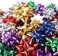 Tatuo 130 Pcs Christmas Wrap Gift Bows, Glossy Finish, Xmas Color | Metallic, Multicolor, 3 Sizes, Self Adhesive, Bulk, Gift Bows for Gift Wrapping, for Decorating Xmas Presents