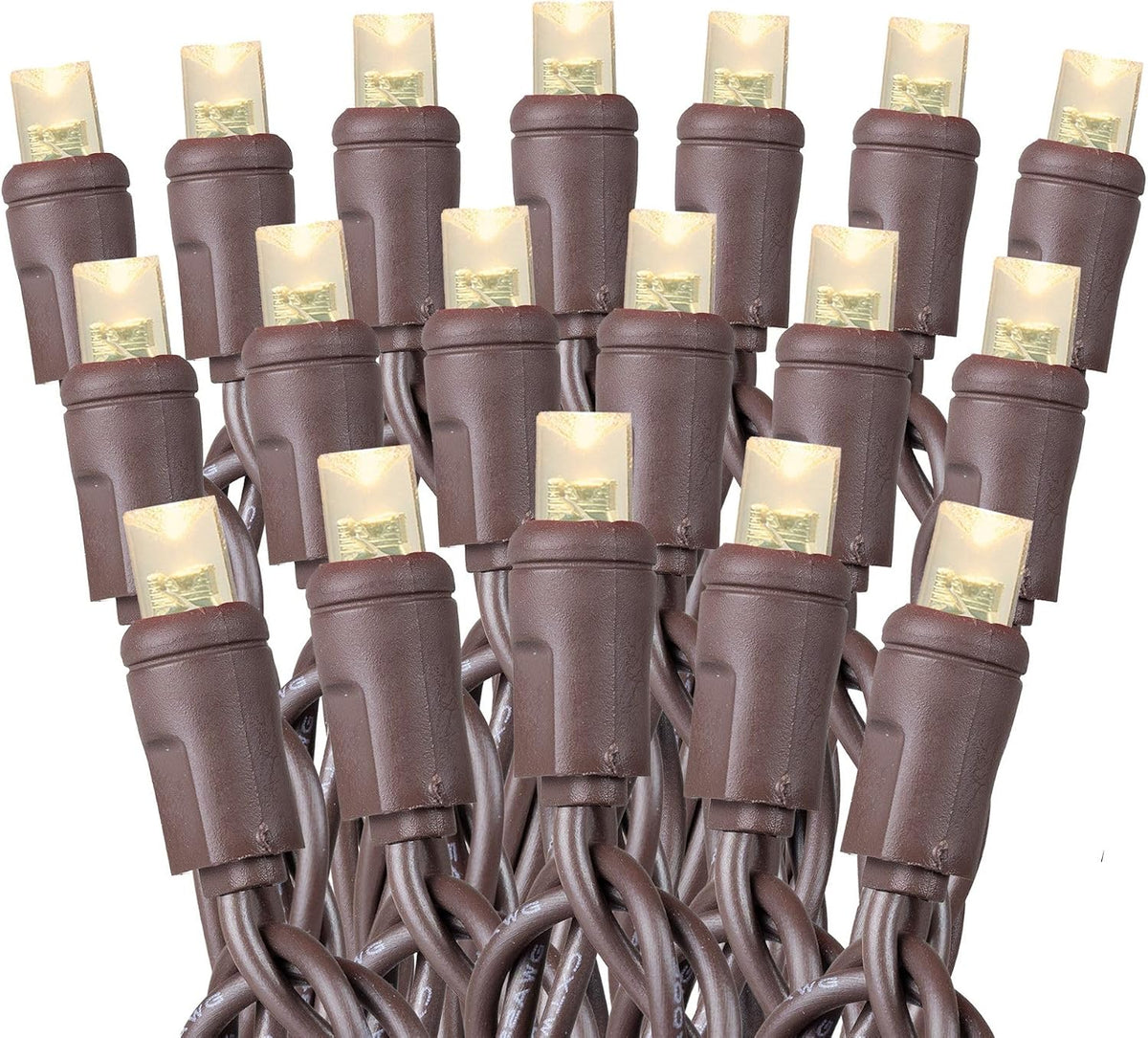 Festive Living 100 Warm White Wide Angle LED Mini Lights On Brown Wire | 34 Ft Commercial Grade Christmas String Lights, Full Wave No Flicker, Indoor & Outdoor UL Listed, Connect Up to 21 Sets