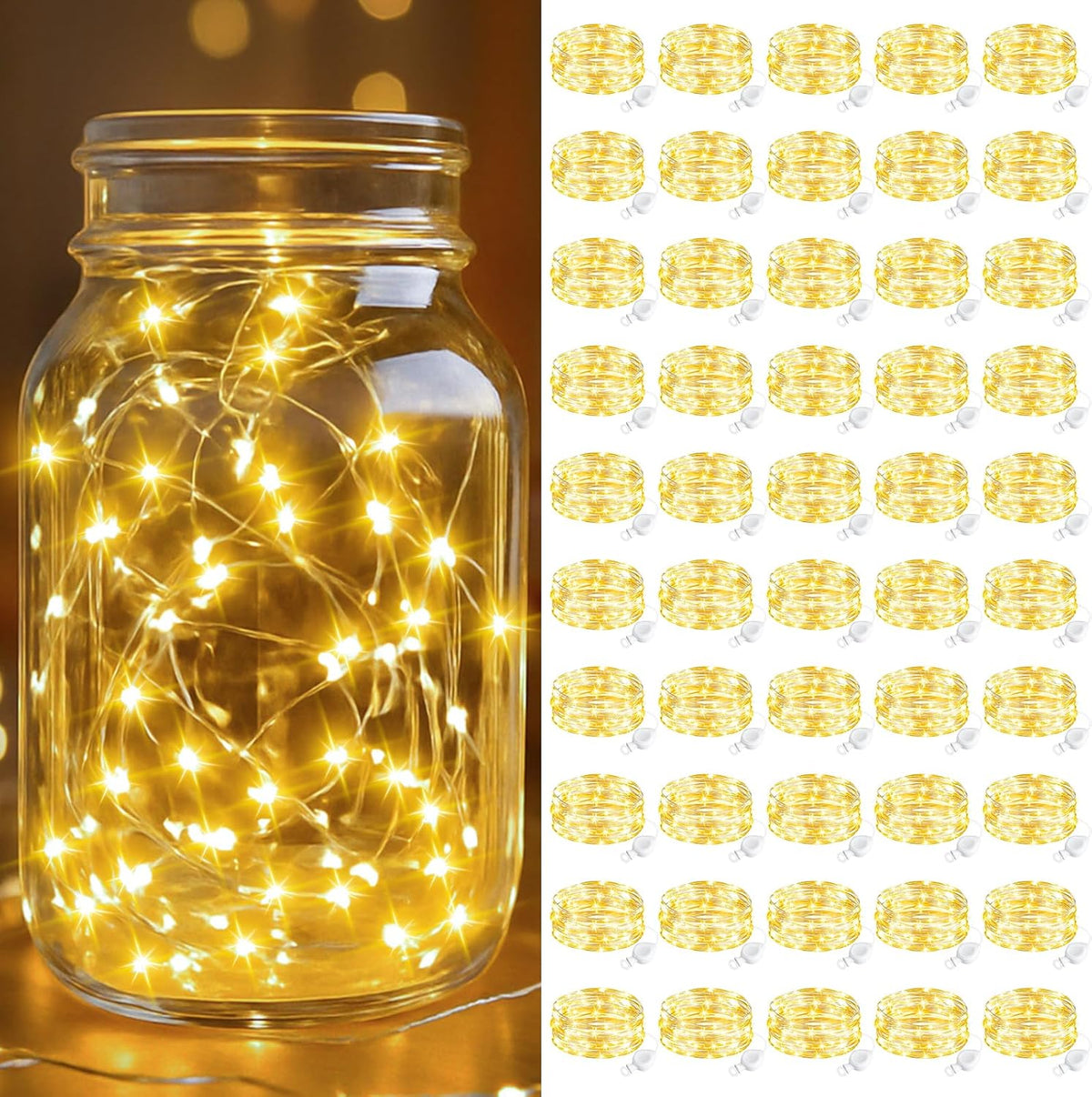 btfarm 100 Pack Fairy Lights Battery Operated, 7FT 20 LED Mini String Lights Waterproof Silver Wire for Mason Jars Centerpiece Table Crafts Bedroom Christmas Decoration, Warm White