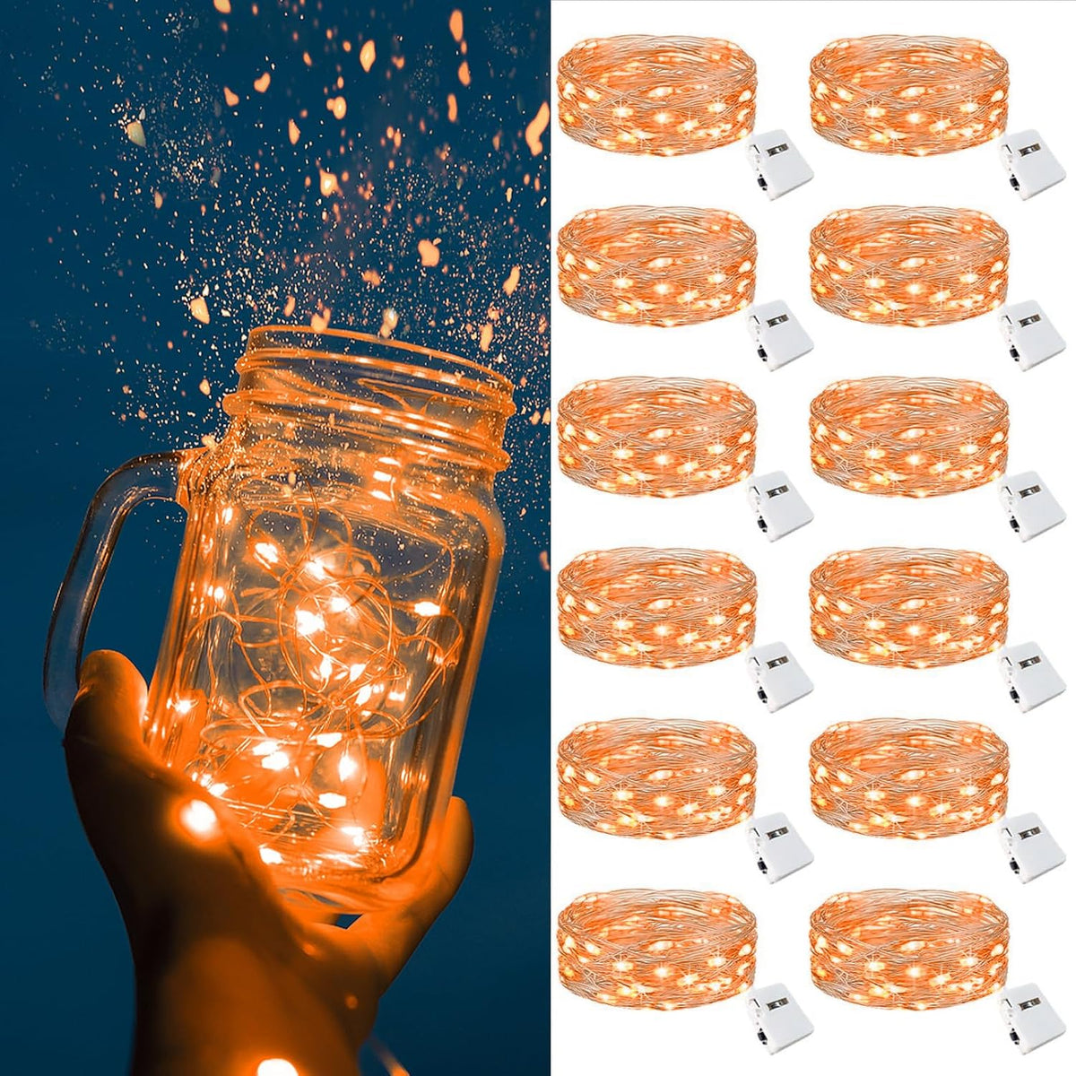 ZGWJ Fairy Lights Battery Operated, 50 Pack Twinkle String Lights 20 LED 7FT 3 Lighting Modes for Bedroom Decor, Easter, Halloween, Christmas, Party Indoor and Outdoor Decoration Colorful