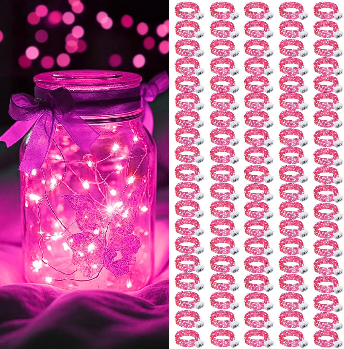 AIKEI 48 Pack LED Fairy Lights Battery Operated, Mini String Lights Waterproof 7 Feet 20 Led Firefly Starry Lighting for Wedding Party Bedroom Garden Halloween Christmas Decoration Colorful