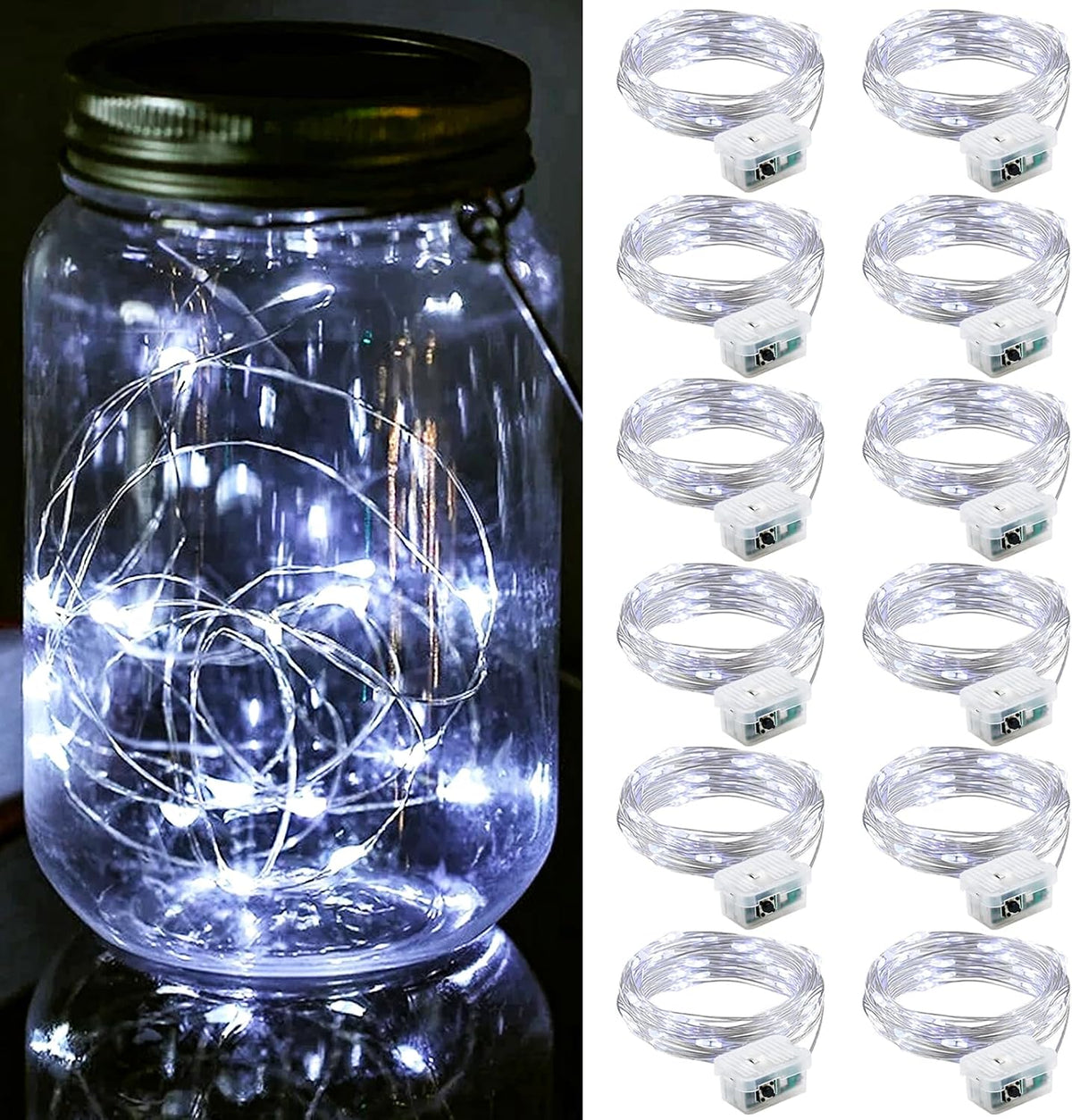 ZGWJ 24 Pack Multicolor Fairy Lights, Mini String Lights | Battery Operated 7 FT 20 LED Waterproof 3 Modes for DIY, Parties, Wedding, Halloween, Christmas Decoration