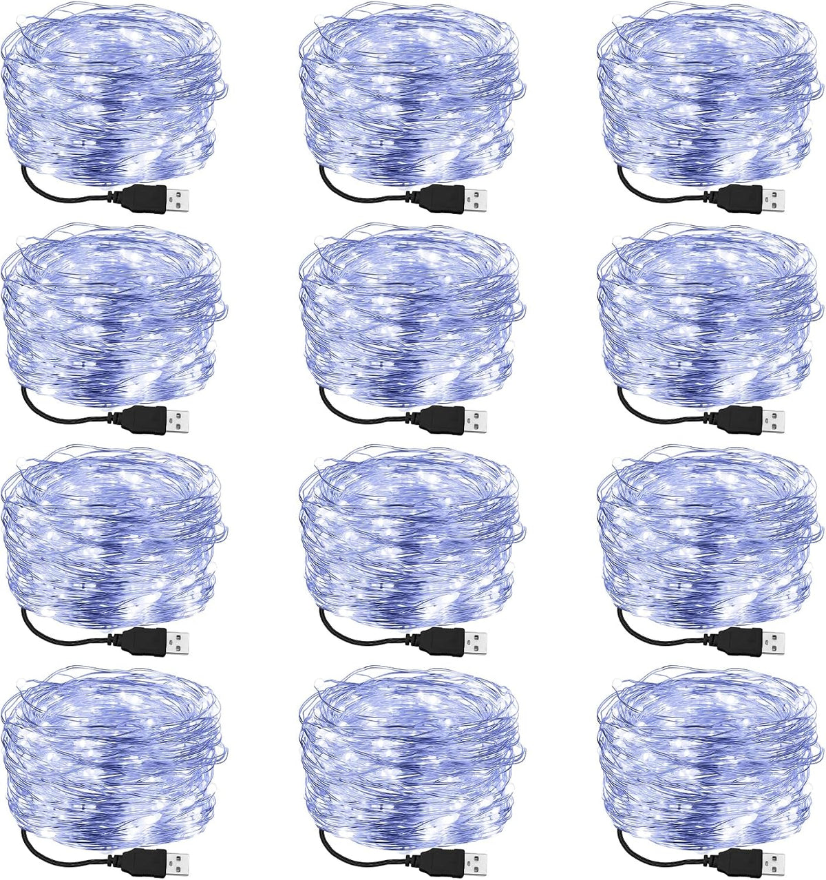 Macarrie 18 Pcs USB Fairy Lights 16 ft 50 LED String, Warm White, Black USB | Silver Wire for Christmas Halloween Bedroom Party Wedding Garden, Xmas Indoor Outdoor Decor, USB Plug and Play Power