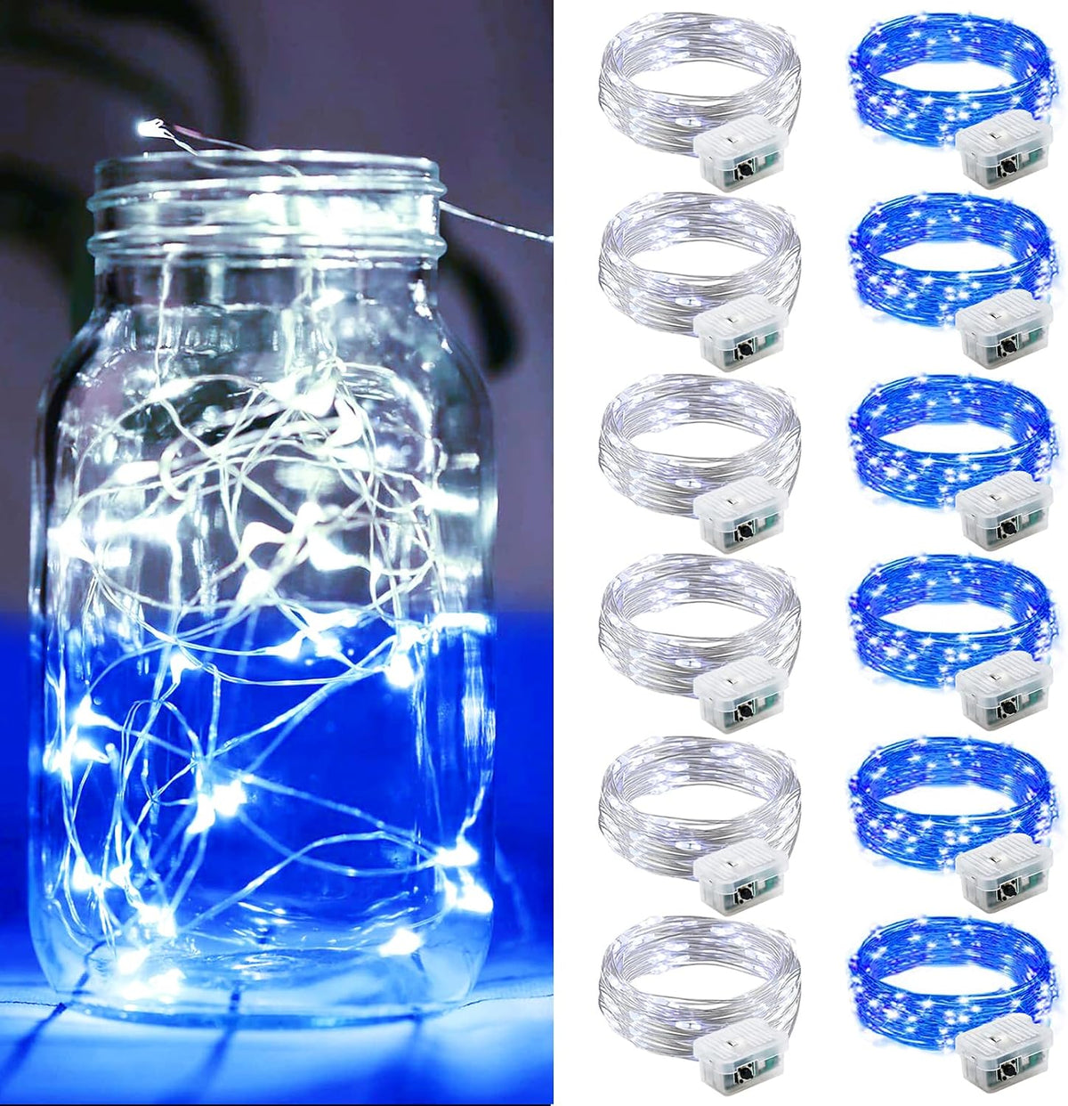 ZGWJ 24 Pack Multicolor Fairy Lights, Mini String Lights | Battery Operated 7 FT 20 LED Waterproof 3 Modes for DIY, Parties, Wedding, Halloween, Christmas Decoration