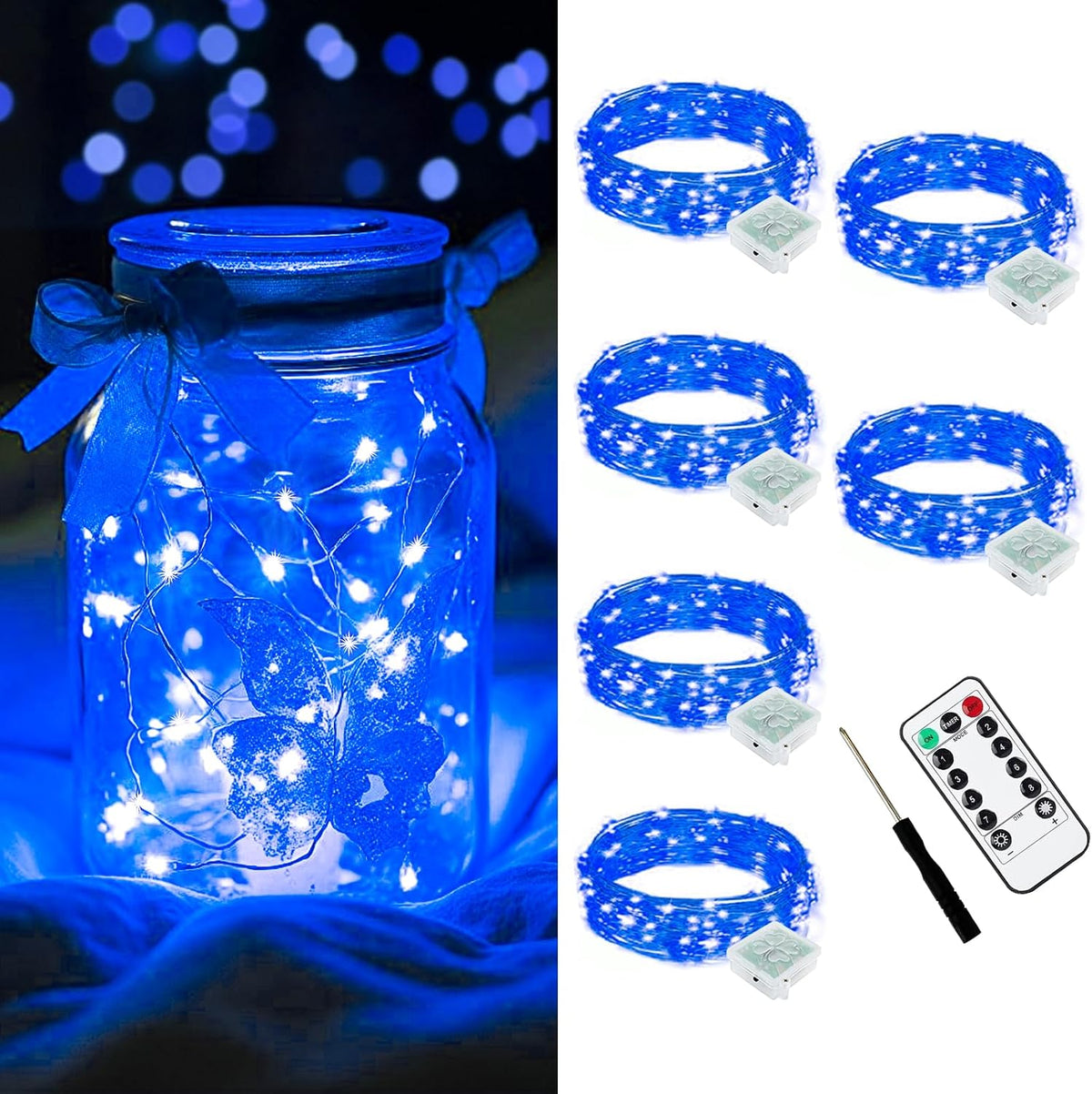 AIKEI 48 Pack LED Fairy Lights Battery Operated, Mini String Lights Waterproof 7 Feet 20 Led Firefly Starry Lighting for Wedding Party Bedroom Garden Halloween Christmas Decoration Colorful