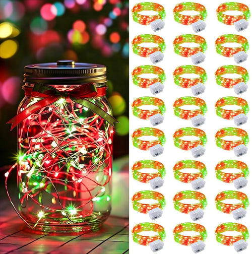 AIKEI 48 Pack LED Fairy Lights Battery Operated, Mini String Lights Waterproof 7 Feet 20 Led Firefly Starry Lighting for Wedding Party Bedroom Garden Halloween Christmas Decoration Colorful