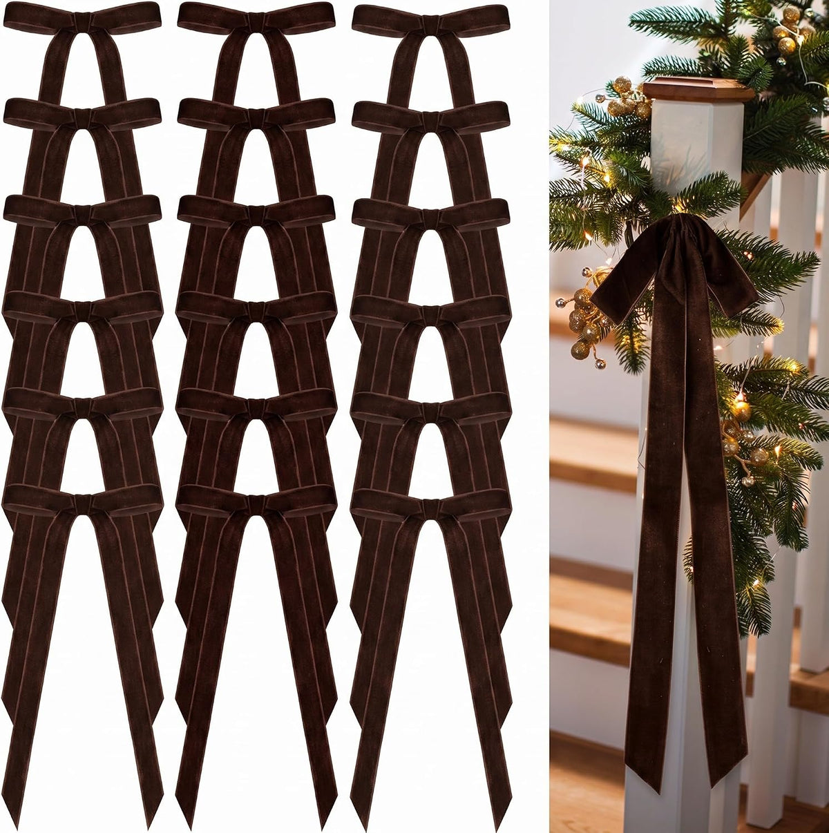 Glitinsel 24 Pcs Velvet Christmas Tree Bow, 10x18,1 w, Pastel | Vintage Christmas Ornaments Bow Velvet Ribbon Bows for Christmas Tree Garland Wreath Holiday Home Decorations