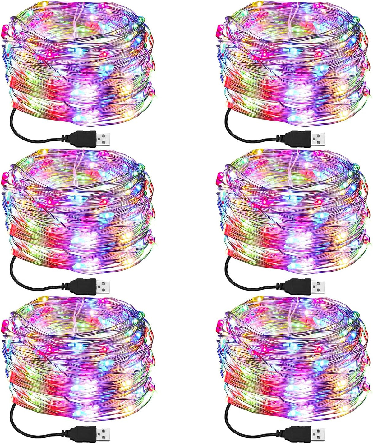 Macarrie 18 Pcs USB Fairy Lights 16 ft 50 LED String, Warm White, Black USB | Silver Wire for Christmas Halloween Bedroom Party Wedding Garden, Xmas Indoor Outdoor Decor, USB Plug and Play Power