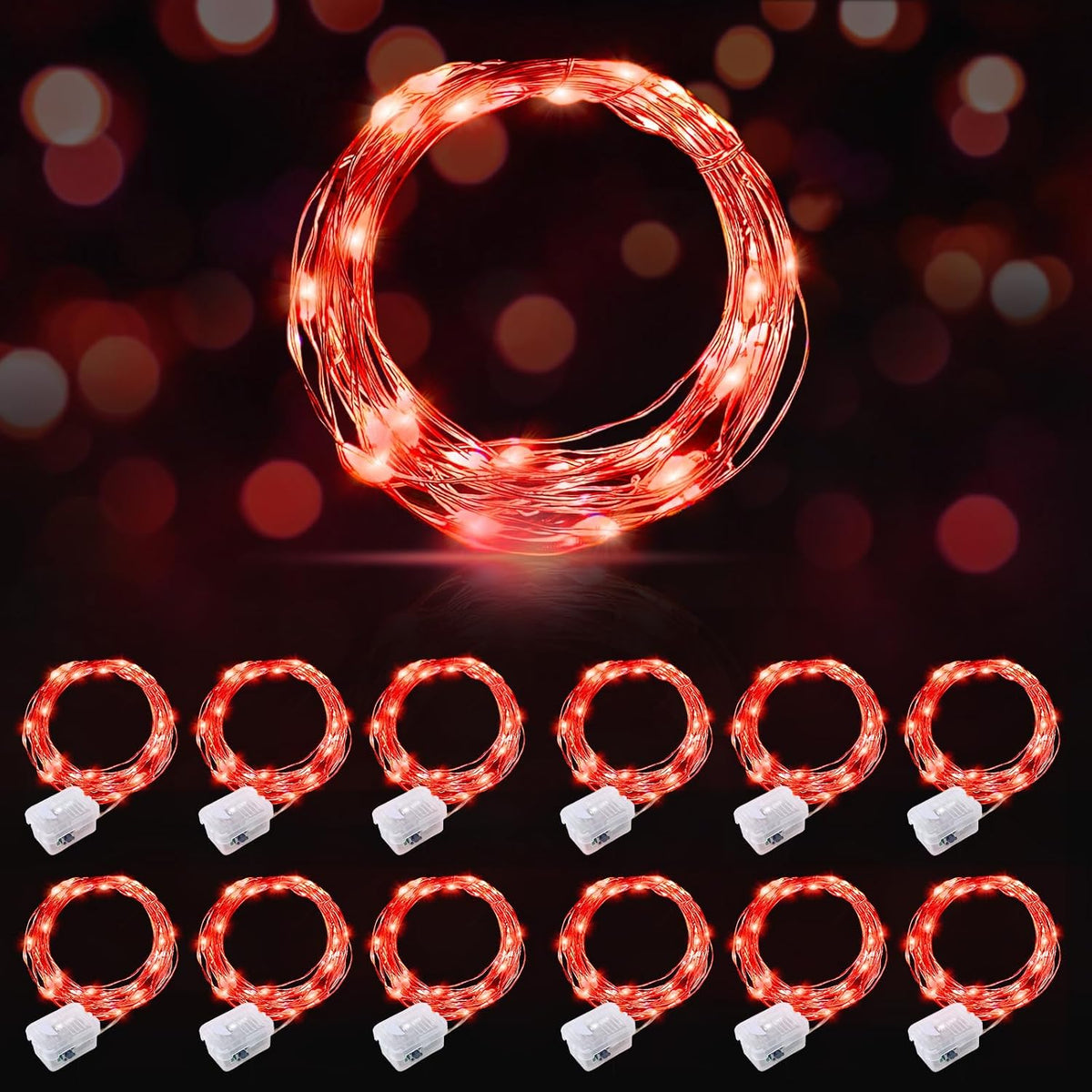 AIKEI 48 Pack LED Fairy Lights Battery Operated, Mini String Lights Waterproof 7 Feet 20 Led Firefly Starry Lighting for Wedding Party Bedroom Garden Halloween Christmas Decoration Colorful