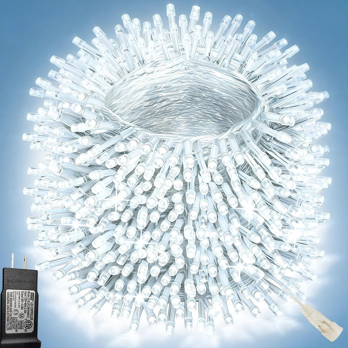Pooqla 500 LED Warm White String Lights Indoor Outdoor, 164 ft Christmas Lights Plug in with Timer, Connectable 8 Modes Waterproof Clear Wire Twinkle Fairy Lights for Bedroom Party Classroom Decor