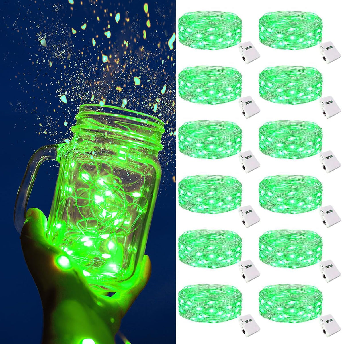 ZGWJ Fairy Lights Battery Operated, 50 Pack Twinkle String Lights 20 LED 7FT 3 Lighting Modes for Bedroom Decor, Easter, Halloween, Christmas, Party Indoor and Outdoor Decoration Colorful