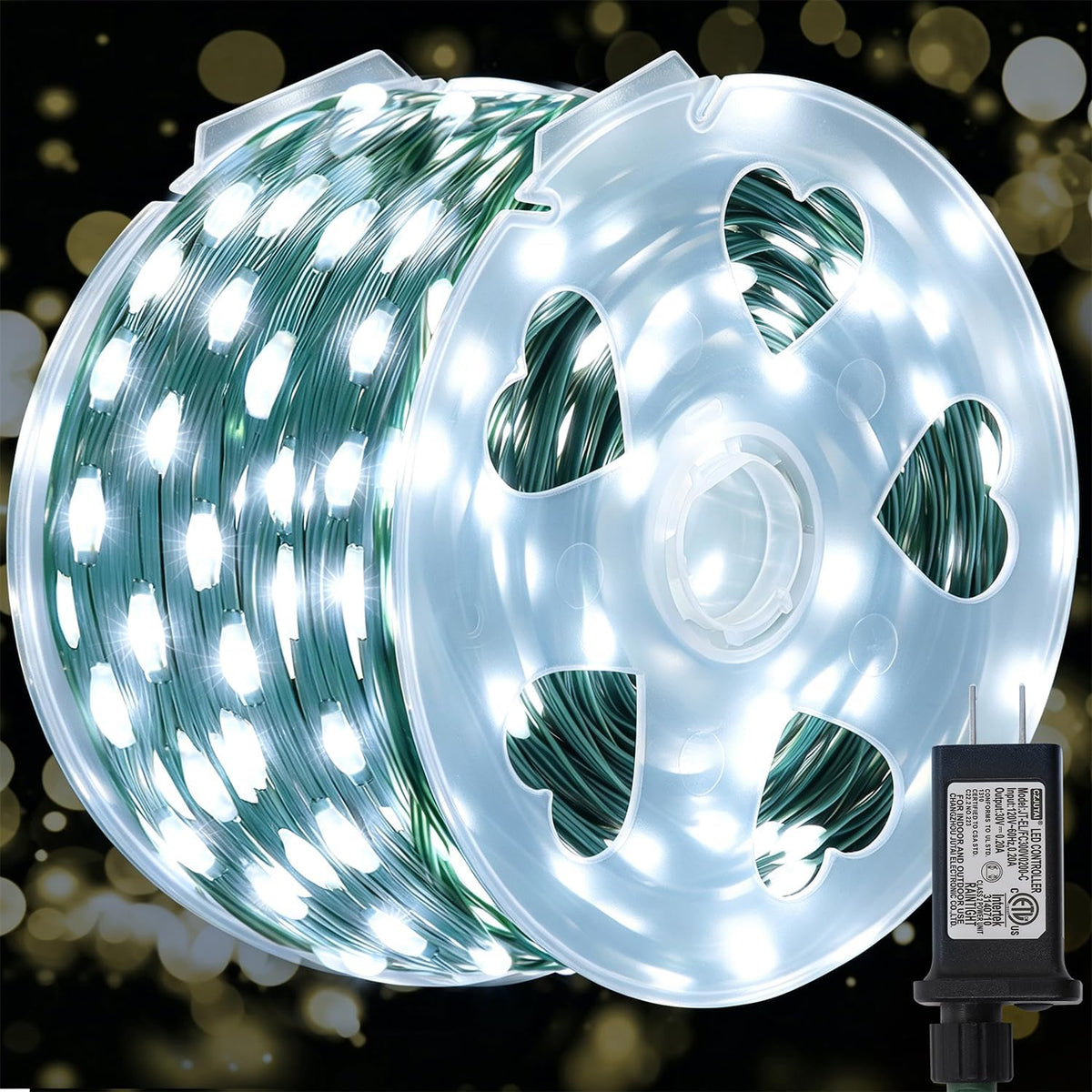 WATERGLIDE Extra Long 328 FT Halloween Lights, 1000 LED Outdoor Fairy String Light, Green PVC Copper Wire Christmas Lights, Plug in 8 Modes & Waterproof for Tree Party Home Yard Decor, Purple