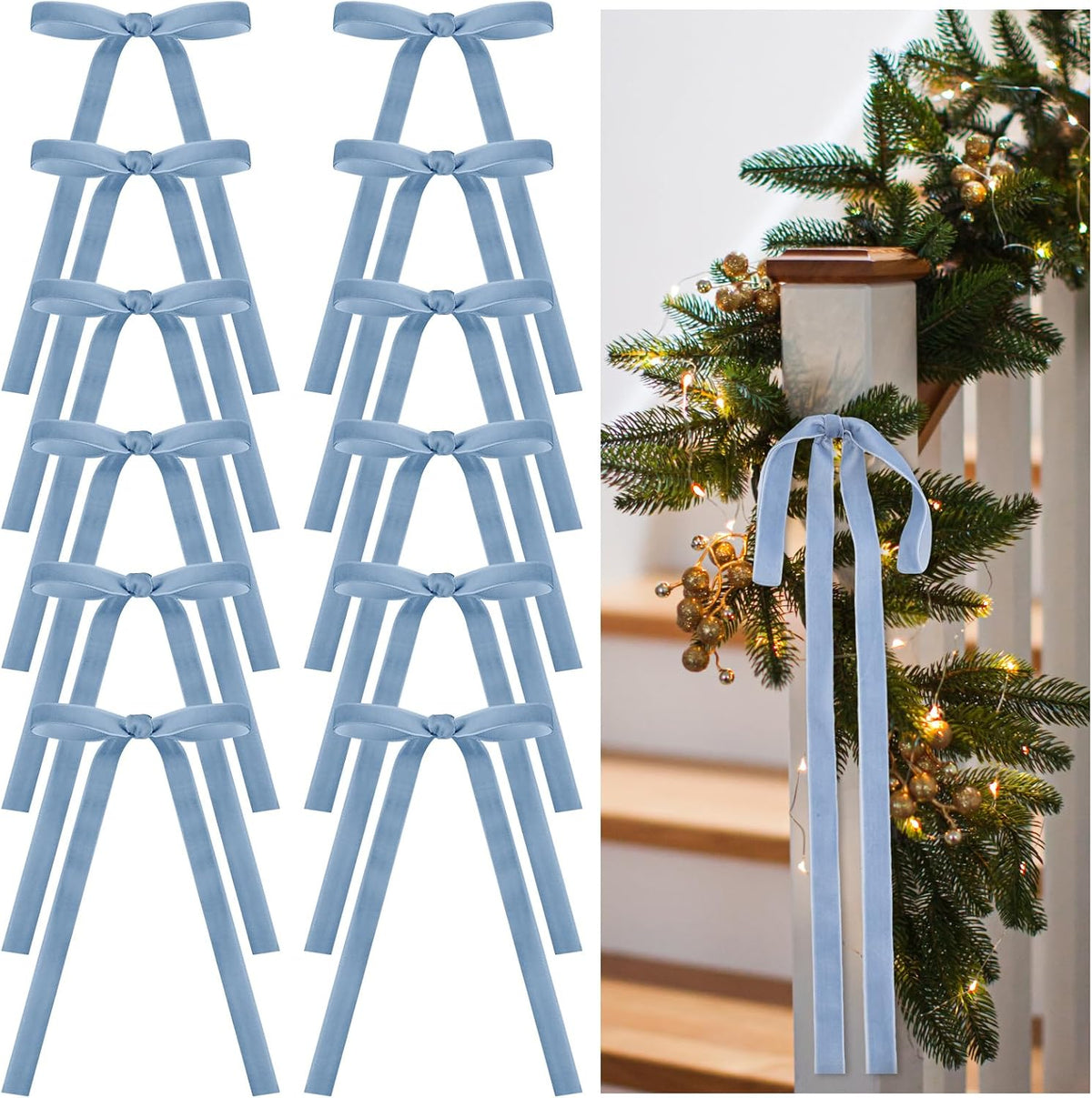 Glitinsel 24 Pcs Velvet Christmas Tree Bow, 10x18,1 w, Pastel | Vintage Christmas Ornaments Bow Velvet Ribbon Bows for Christmas Tree Garland Wreath Holiday Home Decorations