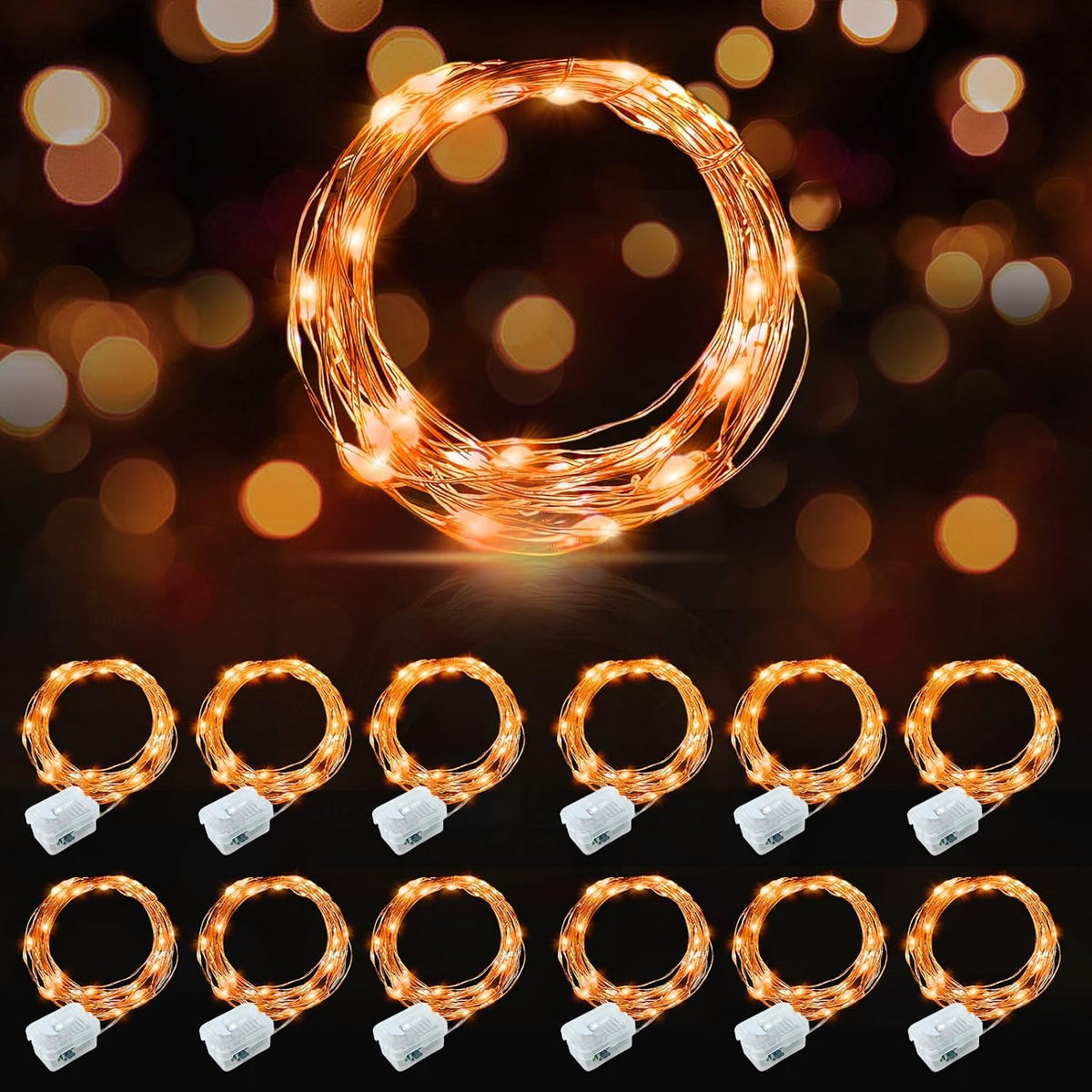 AIKEI 48 Pack LED Fairy Lights Battery Operated, Mini String Lights Waterproof 7 Feet 20 Led Firefly Starry Lighting for Wedding Party Bedroom Garden Halloween Christmas Decoration Colorful