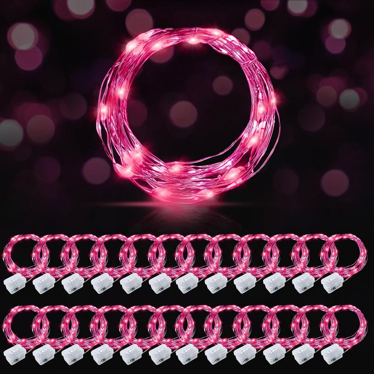 AIKEI 48 Pack LED Fairy Lights Battery Operated, Mini String Lights Waterproof 7 Feet 20 Led Firefly Starry Lighting for Wedding Party Bedroom Garden Halloween Christmas Decoration Colorful
