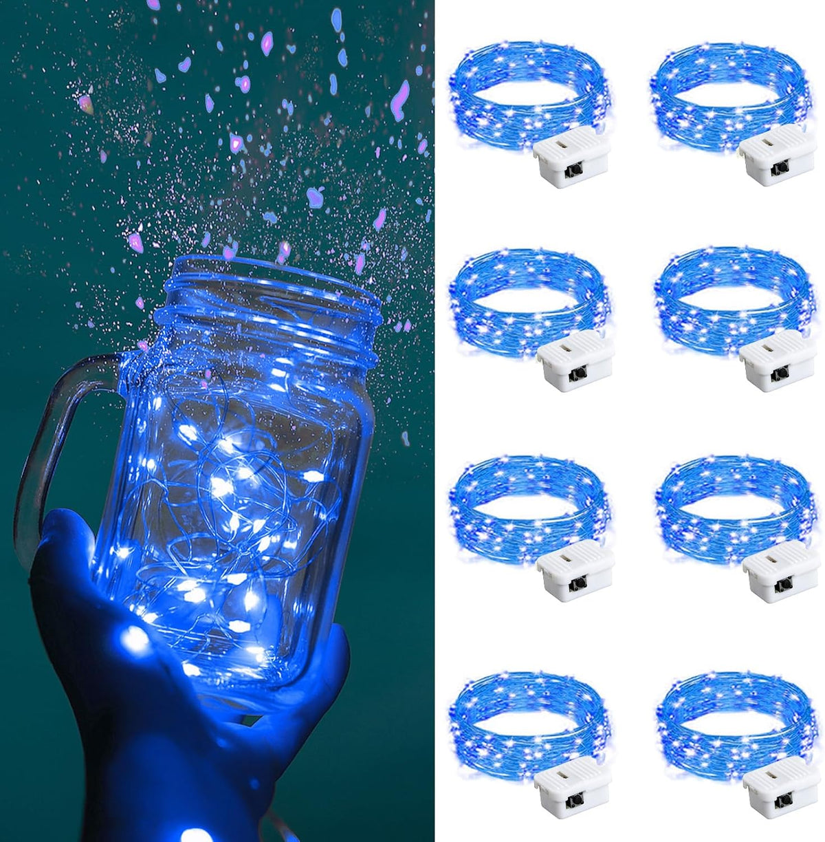 ZGWJ Fairy Lights Battery Operated, 50 Pack Twinkle String Lights 20 LED 7FT 3 Lighting Modes for Bedroom Decor, Easter, Halloween, Christmas, Party Indoor and Outdoor Decoration Colorful