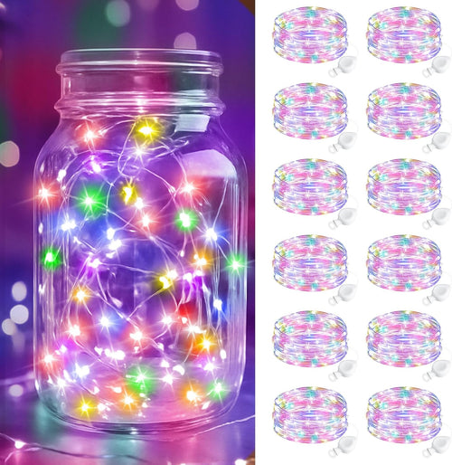 btfarm 100 Pack Fairy Lights Battery Operated, 7FT 20 LED Mini String Lights Waterproof Silver Wire for Mason Jars Centerpiece Table Crafts Bedroom Christmas Decoration, Warm White