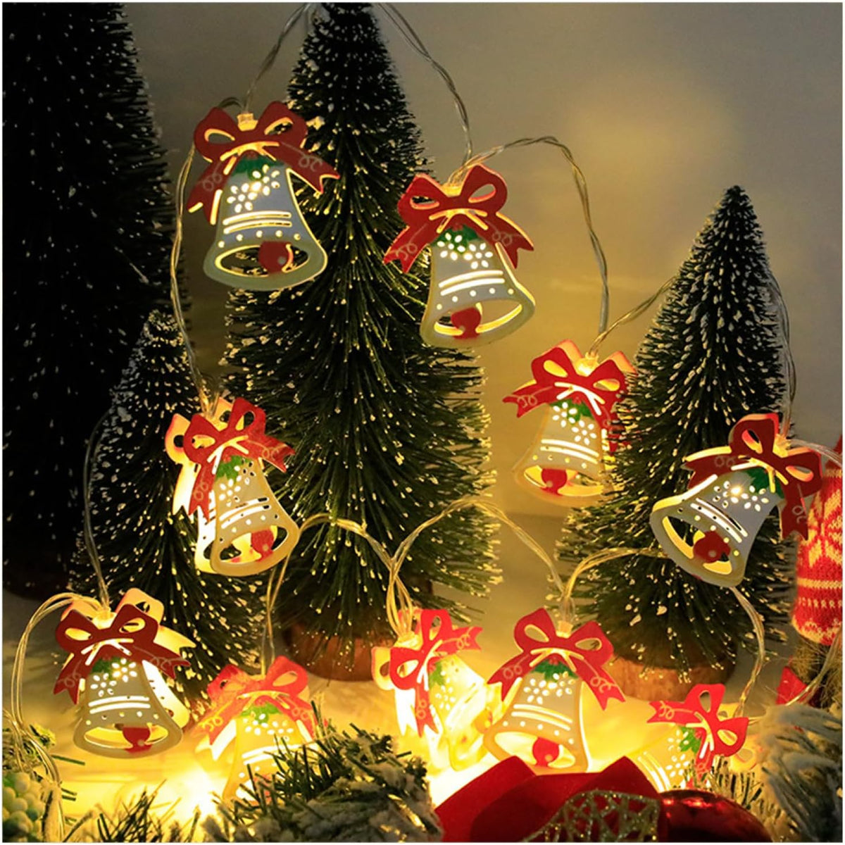 CAKERS Iron Christmas Decor String Light|Warm White Copper Wire Fairy Lights|Beautiful Light Displays for Party Bedroom Patio,A,3m(9.8ft)-20LED-USB