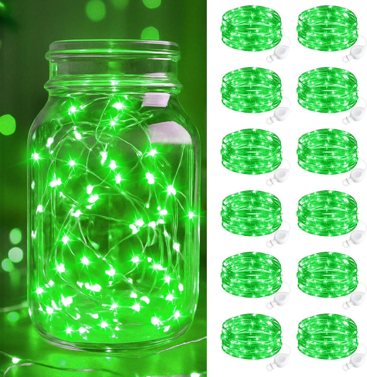 btfarm 100 Pack Fairy Lights Battery Operated, 7FT 20 LED Mini String Lights Waterproof Silver Wire for Mason Jars Centerpiece Table Crafts Bedroom Christmas Decoration, Warm White