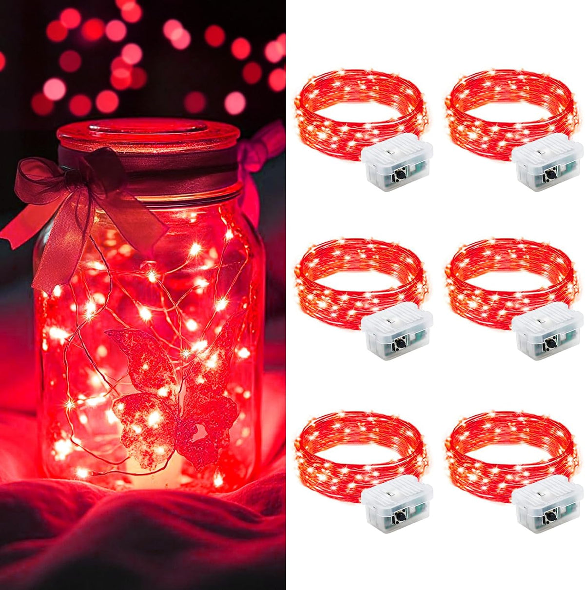 AIKEI 48 Pack LED Fairy Lights Battery Operated, Mini String Lights Waterproof 7 Feet 20 Led Firefly Starry Lighting for Wedding Party Bedroom Garden Halloween Christmas Decoration Colorful