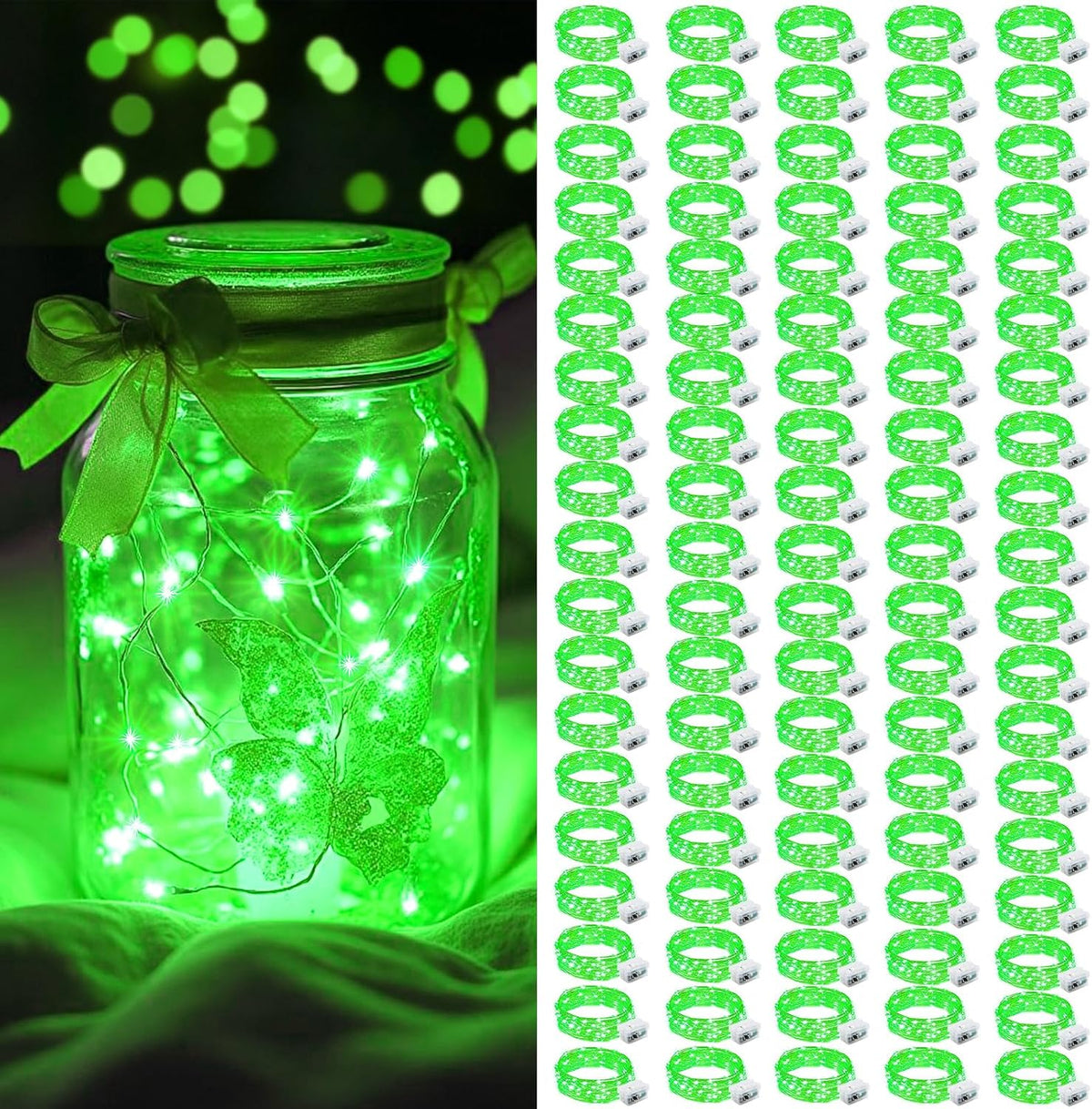 AIKEI 48 Pack LED Fairy Lights Battery Operated, Mini String Lights Waterproof 7 Feet 20 Led Firefly Starry Lighting for Wedding Party Bedroom Garden Halloween Christmas Decoration Colorful