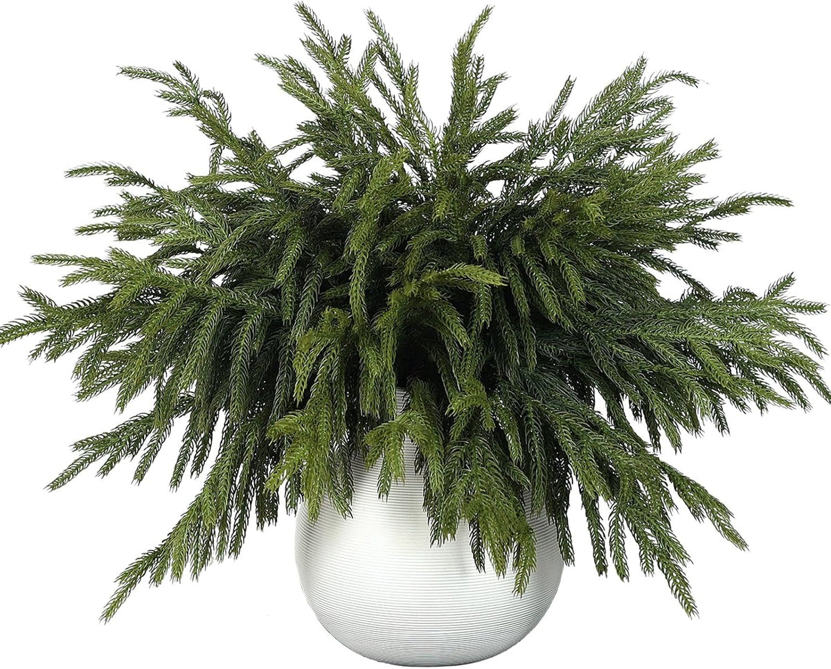 16Pcs 18Lifelike Touch Artificial Norfolk Pine Branches for Vase Christmas | Faux Christmas Norfolk Pine Stems,Fake Greenery Cedar Pine Picks,for Table DIY Garland Wreath Indoor Home Xmas Holiday Decor