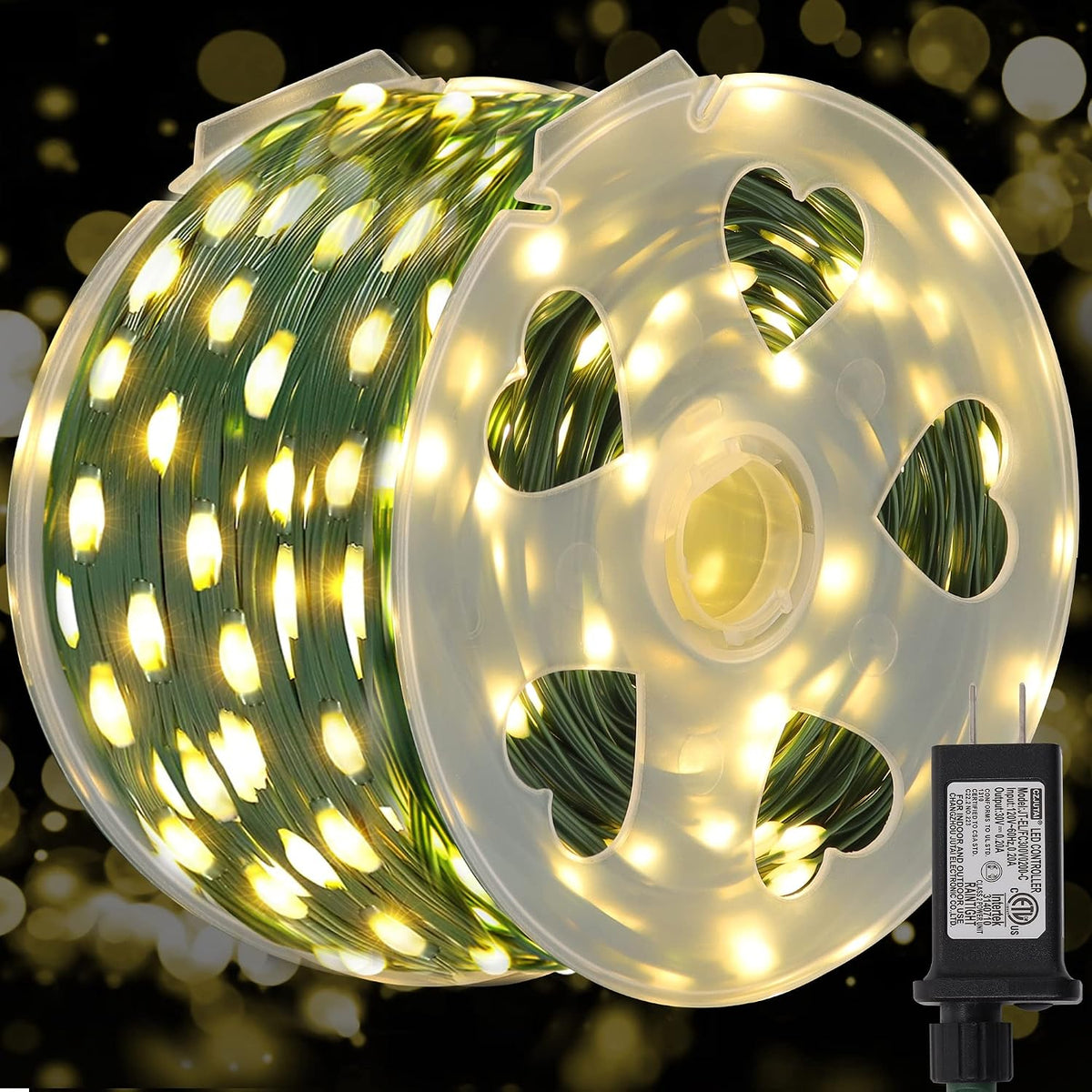 WATERGLIDE Extra Long 328 FT Halloween Lights, 1000 LED Outdoor Fairy String Light, Green PVC Copper Wire Christmas Lights, Plug in 8 Modes & Waterproof for Tree Party Home Yard Decor, Purple