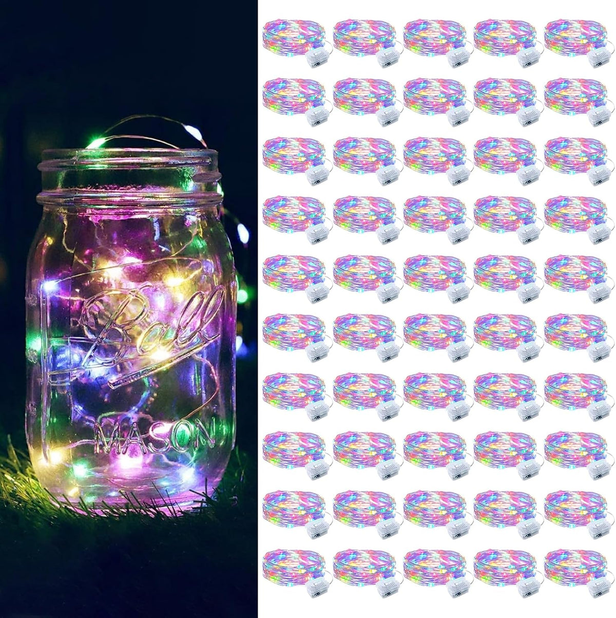 ZGWJ 24 Pack Multicolor Fairy Lights, Mini String Lights | Battery Operated 7 FT 20 LED Waterproof 3 Modes for DIY, Parties, Wedding, Halloween, Christmas Decoration