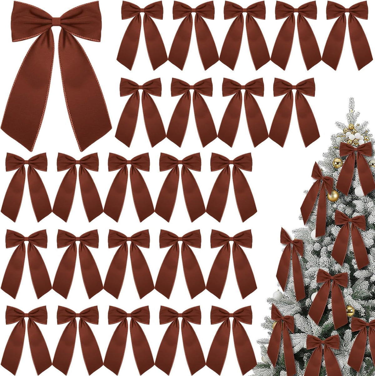 12 Pcs Black Large Christmas Velvet Bow, Xmas Tree Decor | 10x16 Inch Ribbon Design, Ideal for Wreath Garland Banner, Napkin Rings, Fireplace Indoor Outdoor Holiday Decoration