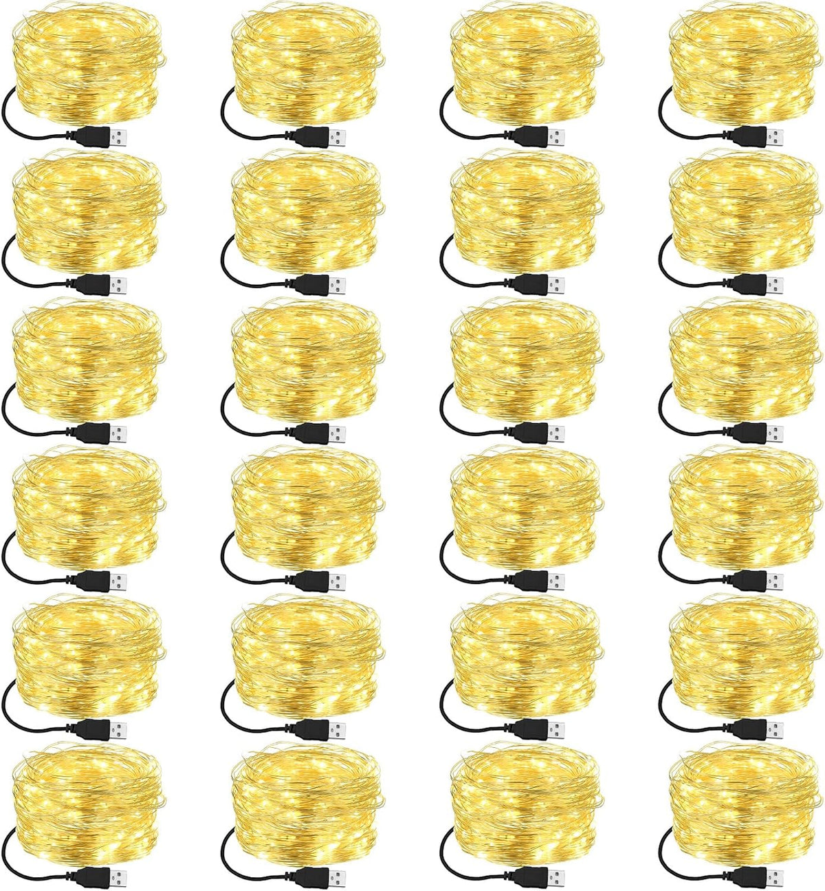 Macarrie 18 Pcs USB Fairy Lights 16 ft 50 LED String, Warm White, Black USB | Silver Wire for Christmas Halloween Bedroom Party Wedding Garden, Xmas Indoor Outdoor Decor, USB Plug and Play Power
