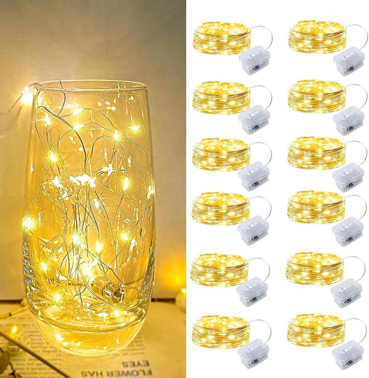 ZGWJ 24 Pack Multicolor Fairy Lights, Mini String Lights | Battery Operated 7 FT 20 LED Waterproof 3 Modes for DIY, Parties, Wedding, Halloween, Christmas Decoration