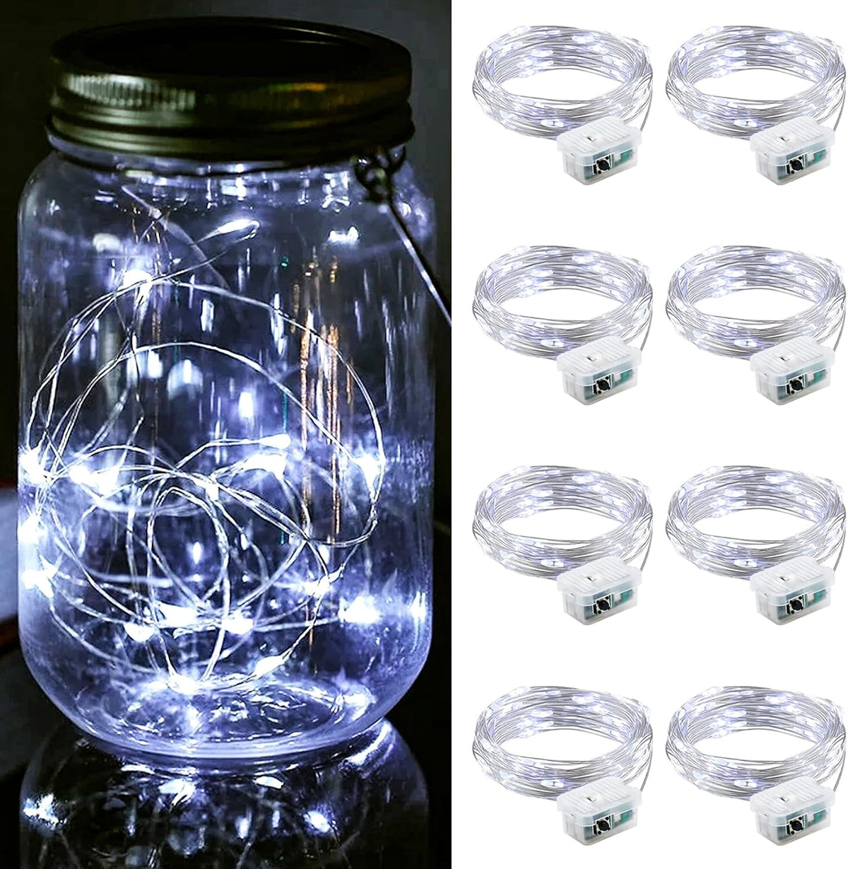 ZGWJ 24 Pack Multicolor Fairy Lights, Mini String Lights | Battery Operated 7 FT 20 LED Waterproof 3 Modes for DIY, Parties, Wedding, Halloween, Christmas Decoration