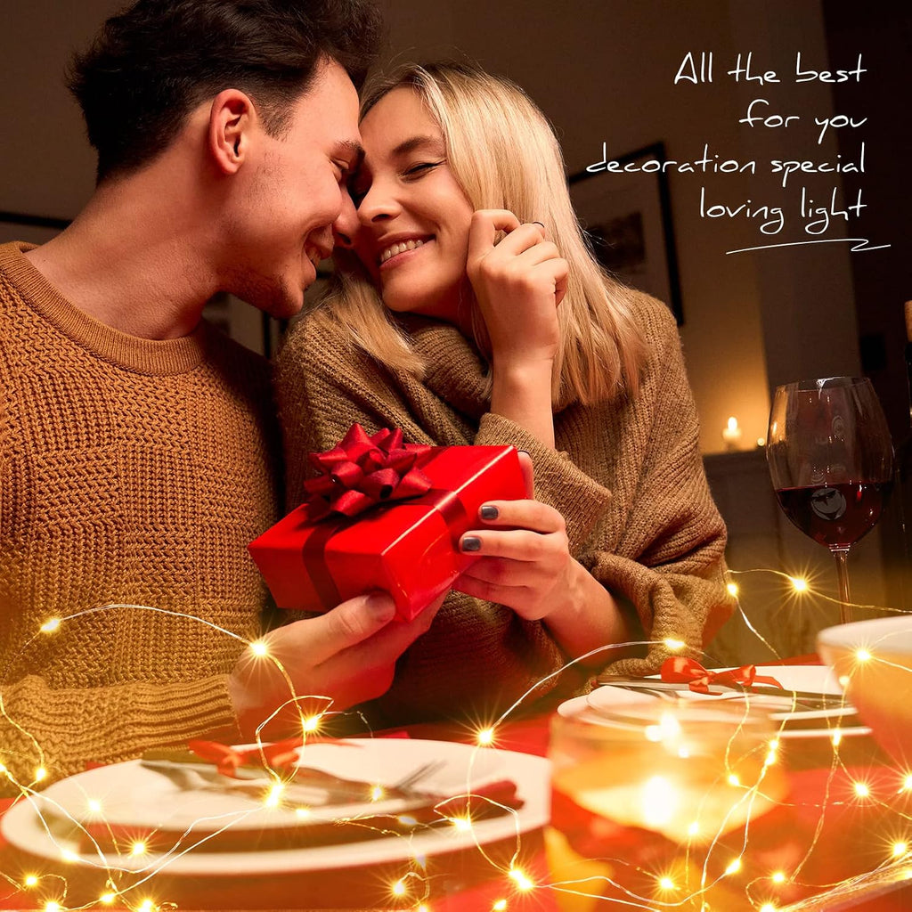 Tuanse 100 Pack Led Fairy Lights Battery Operated String Light 9.8FT Waterproof Silver Wire Firefly Starry Moon Light 30Led for Mason Jars DIY Crafts Wedding Table Centerpieces Christmas Party Decor