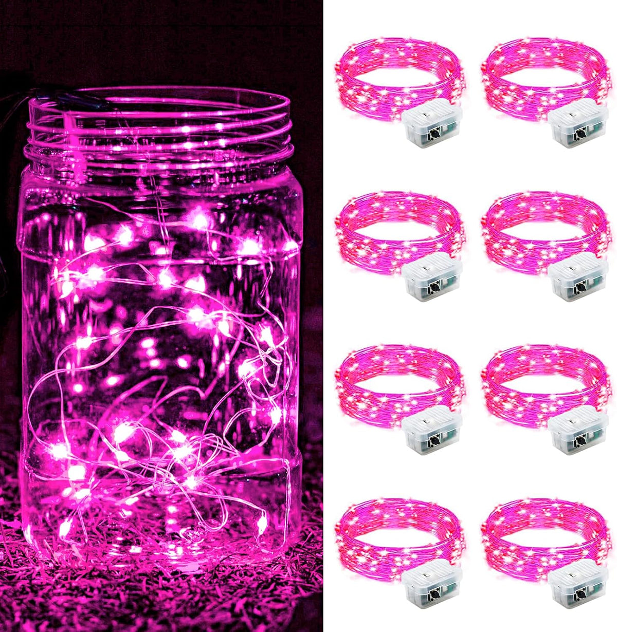 ZGWJ 24 Pack Multicolor Fairy Lights, Mini String Lights | Battery Operated 7 FT 20 LED Waterproof 3 Modes for DIY, Parties, Wedding, Halloween, Christmas Decoration