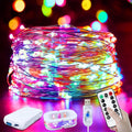 FWYWNL 2 Pcs RGB Smart IC Fairy Lights 16Ft 50LED String Lights with Remote | USB & Battery Powered, Mini Lights & Timer, Music Sync Waterproof Twinkle Lights for Outdoor Wedding Bedroom Christmas Decor
