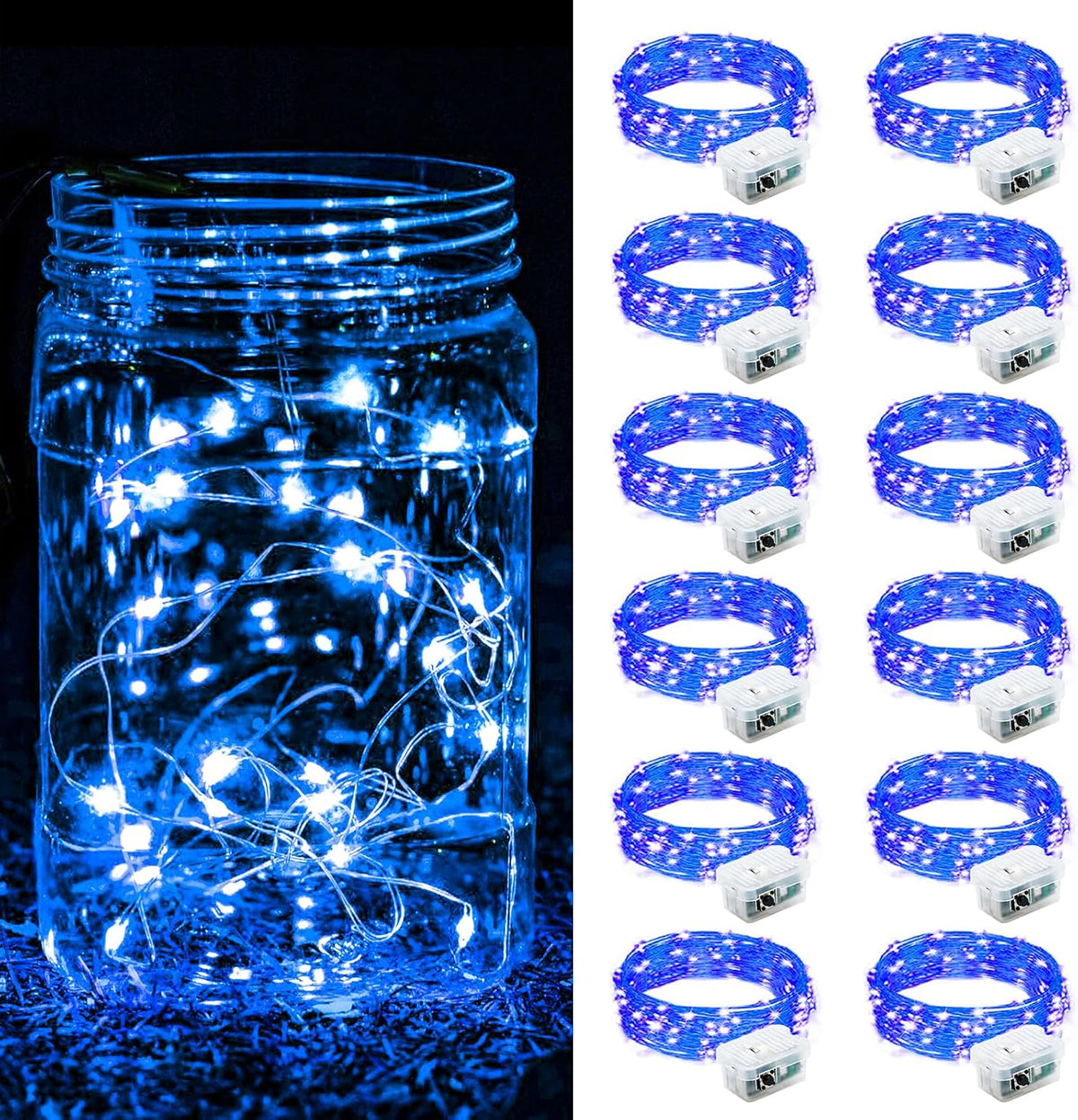 ZGWJ 24 Pack Multicolor Fairy Lights, Mini String Lights | Battery Operated 7 FT 20 LED Waterproof 3 Modes for DIY, Parties, Wedding, Halloween, Christmas Decoration