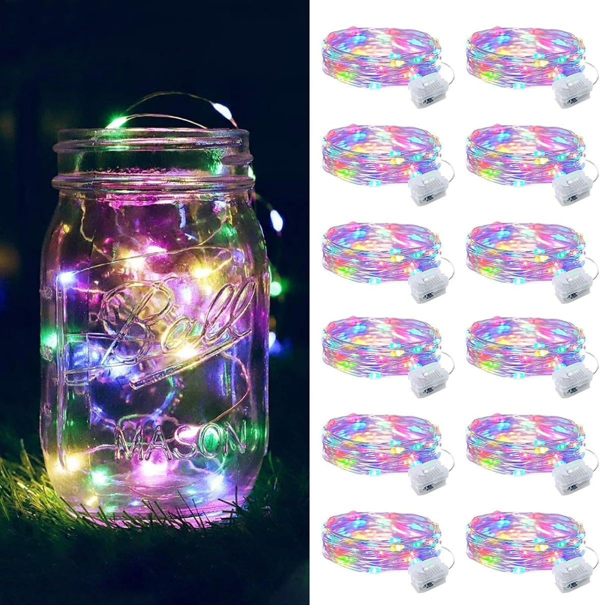 ZGWJ 24 Pack Multicolor Fairy Lights, Mini String Lights | Battery Operated 7 FT 20 LED Waterproof 3 Modes for DIY, Parties, Wedding, Halloween, Christmas Decoration