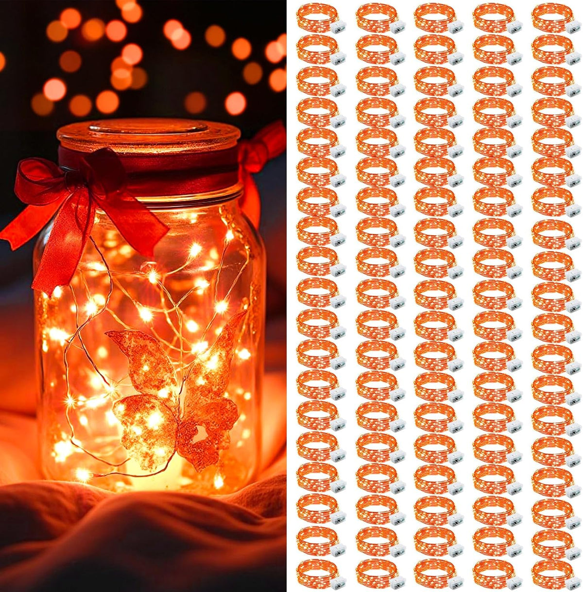 AIKEI 48 Pack LED Fairy Lights Battery Operated, Mini String Lights Waterproof 7 Feet 20 Led Firefly Starry Lighting for Wedding Party Bedroom Garden Halloween Christmas Decoration Colorful