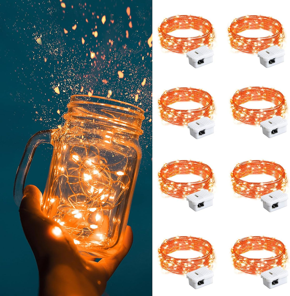 ZGWJ Fairy Lights Battery Operated, 50 Pack Twinkle String Lights 20 LED 7FT 3 Lighting Modes for Bedroom Decor, Easter, Halloween, Christmas, Party Indoor and Outdoor Decoration Colorful