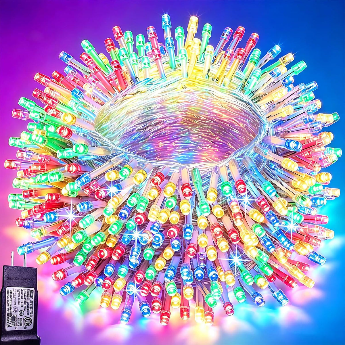 Pooqla 500 LED Warm White String Lights Indoor Outdoor, 164 ft Christmas Lights Plug in with Timer, Connectable 8 Modes Waterproof Clear Wire Twinkle Fairy Lights for Bedroom Party Classroom Decor