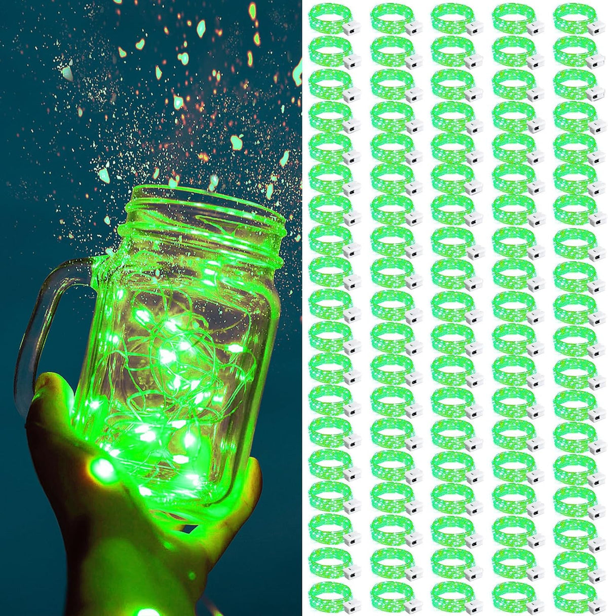 ZGWJ Fairy Lights Battery Operated, 50 Pack Twinkle String Lights 20 LED 7FT 3 Lighting Modes for Bedroom Decor, Easter, Halloween, Christmas, Party Indoor and Outdoor Decoration Colorful