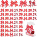 Daifunli 48 Pcs 6 Inch Christmas Bows for Wreaths | Polyester Bows in 4 Patterns, Built-in Cable Ties, Christmas Gifts, Baskets, Wreaths And Party Decor