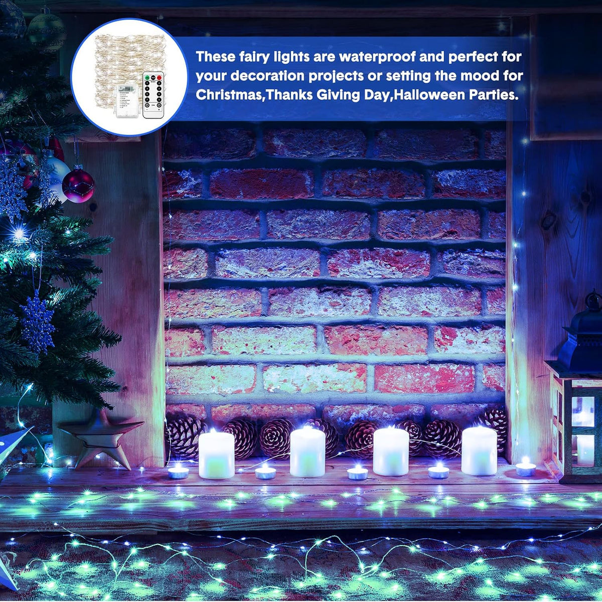 Tuanse 10 Pack Fairy Lights Remote Control Battery Operated,Cool White | 16.4 Ft 50 LED Each Strand, Timer Auto on off, Twinkle Copper Wire for Christmas Bedroom Garden Party Decor, Battery Powered