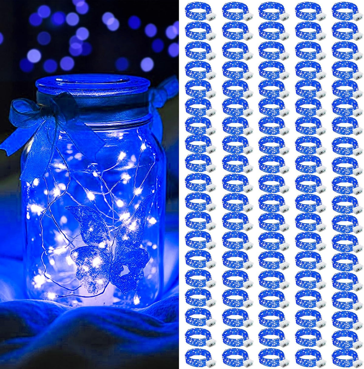 AIKEI 48 Pack LED Fairy Lights Battery Operated, Mini String Lights Waterproof 7 Feet 20 Led Firefly Starry Lighting for Wedding Party Bedroom Garden Halloween Christmas Decoration Colorful