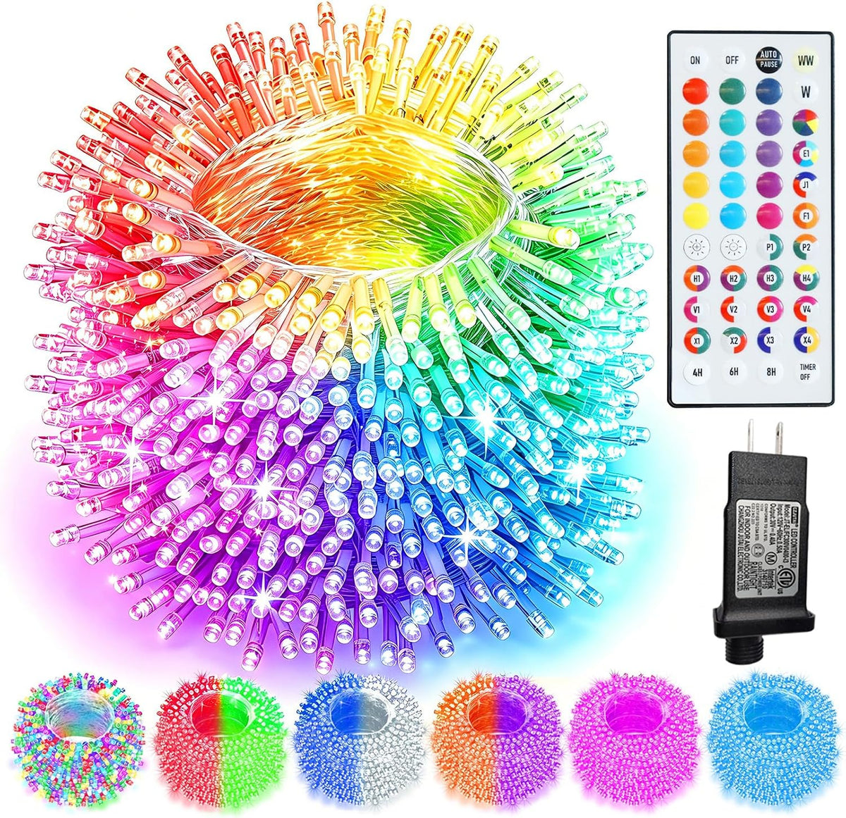 Pooqla 500 LED Warm White String Lights Indoor Outdoor, 164 ft Christmas Lights Plug in with Timer, Connectable 8 Modes Waterproof Clear Wire Twinkle Fairy Lights for Bedroom Party Classroom Decor