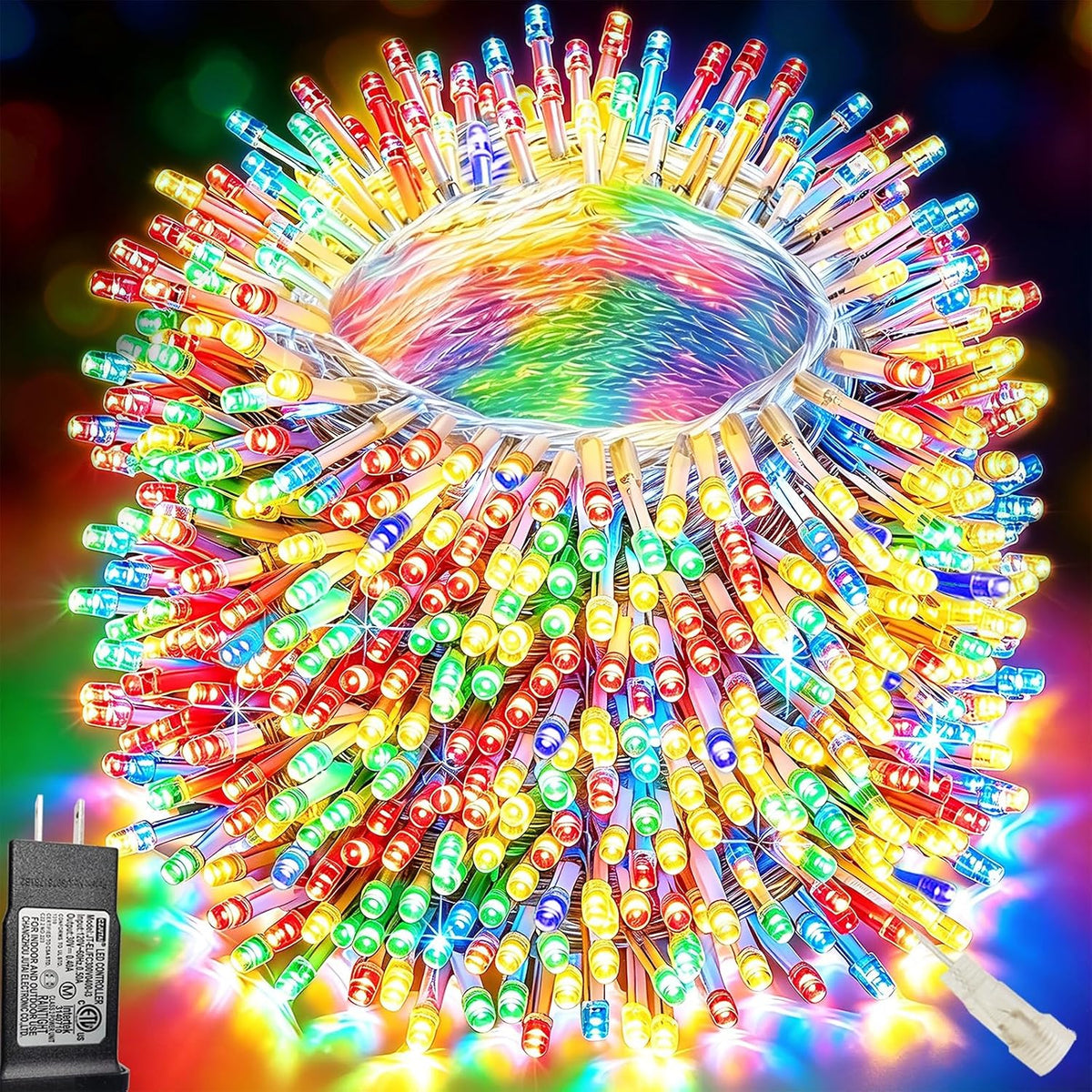 Pooqla 500 LED Warm White String Lights Indoor Outdoor, 164 ft Christmas Lights Plug in with Timer, Connectable 8 Modes Waterproof Clear Wire Twinkle Fairy Lights for Bedroom Party Classroom Decor